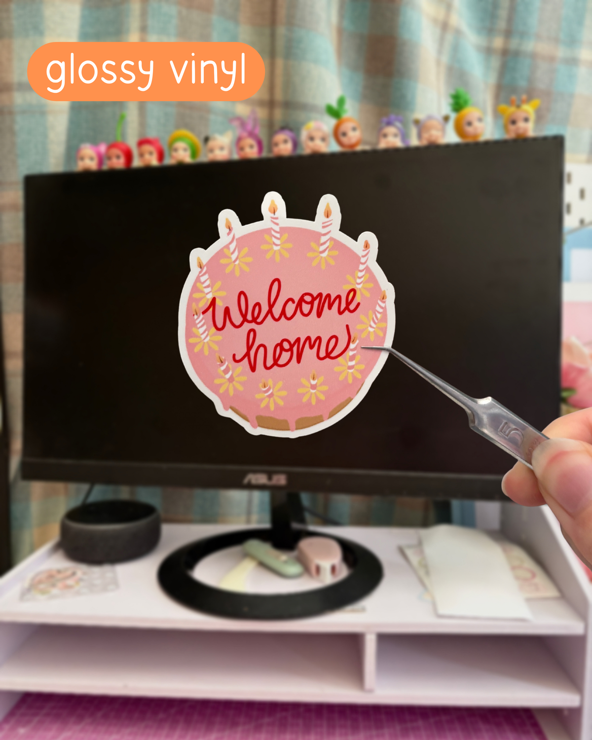 welcome home cake vinyl sticker