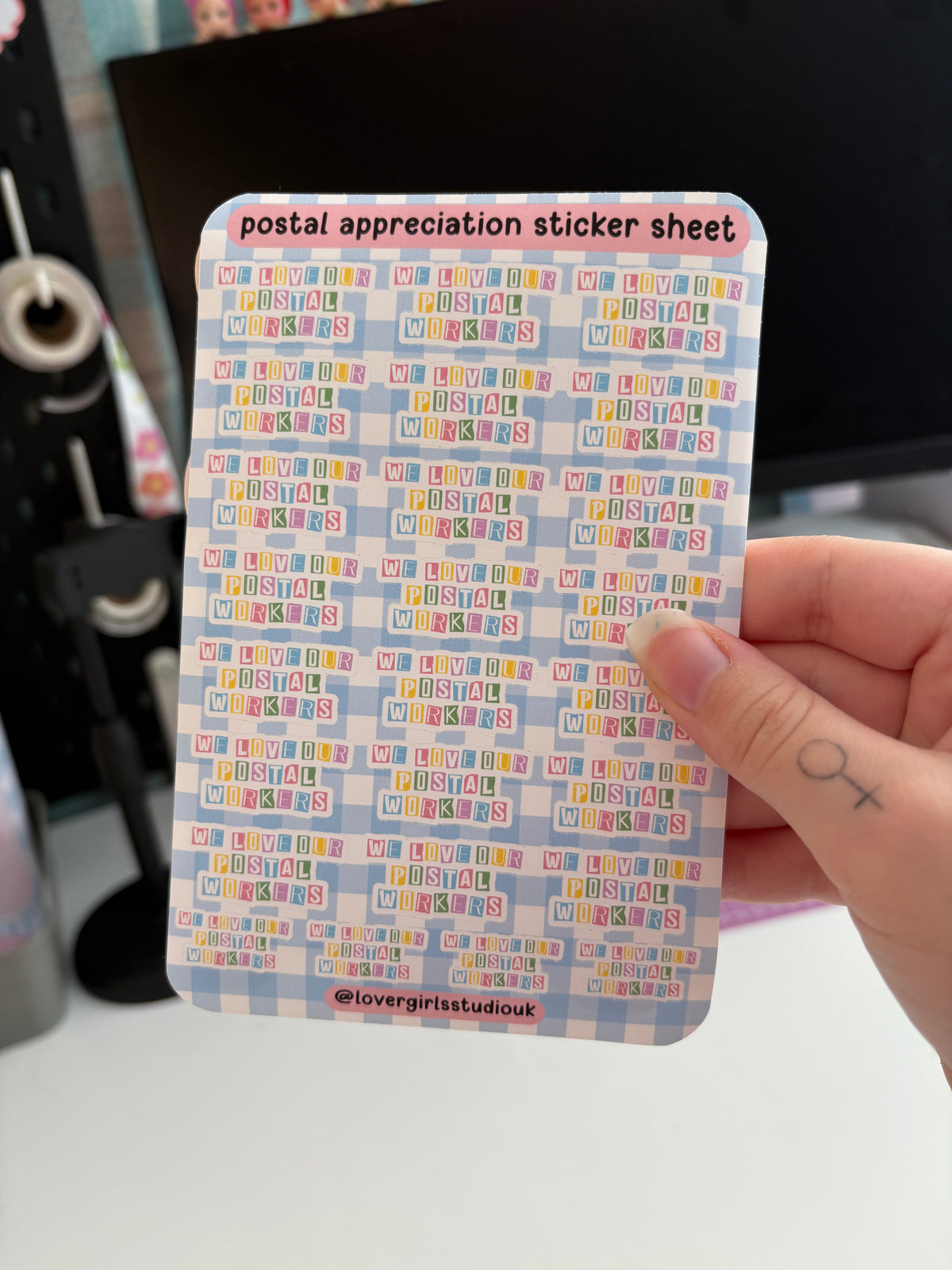 postal appreciation sticker sheet