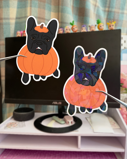 pumpkin costume frenchie vinyl sticker
