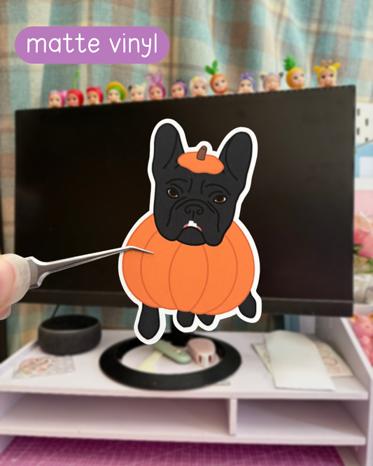 pumpkin costume frenchie vinyl sticker