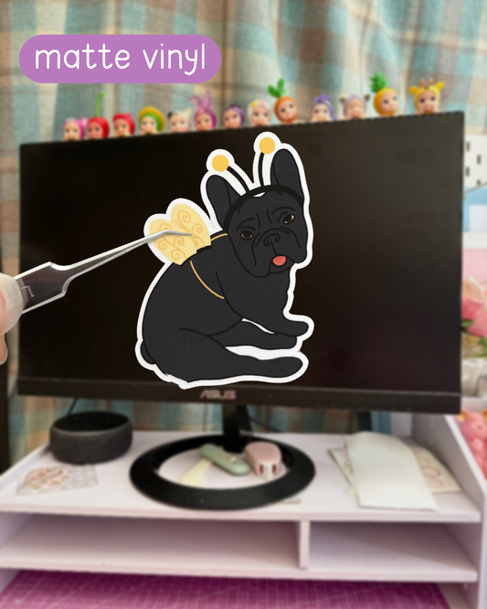 bee costume frenchie vinyl sticker