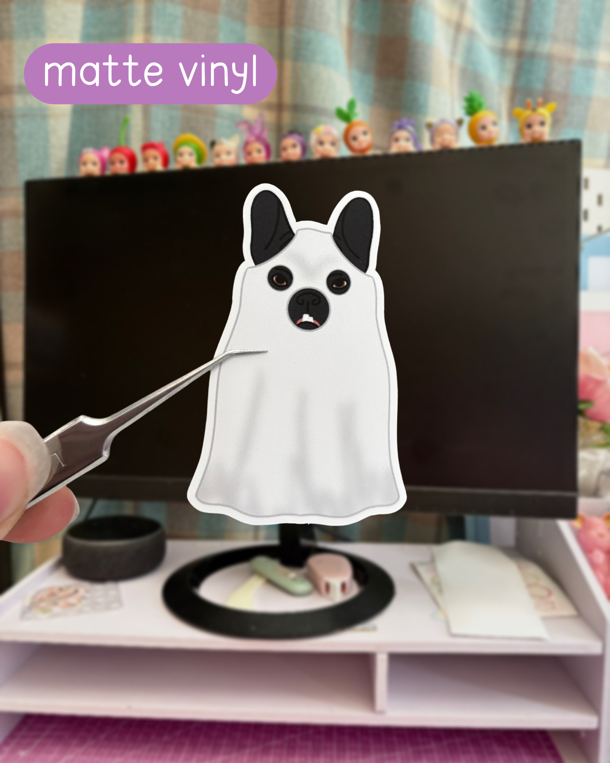 ghost costume frenchie vinyl sticker