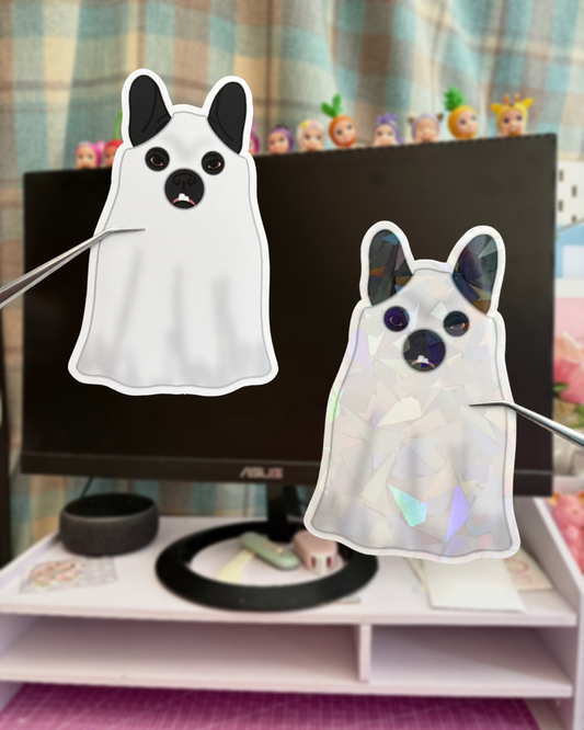 ghost costume frenchie vinyl sticker