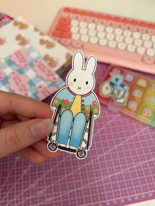 wheelchair bunny vinyl sticker