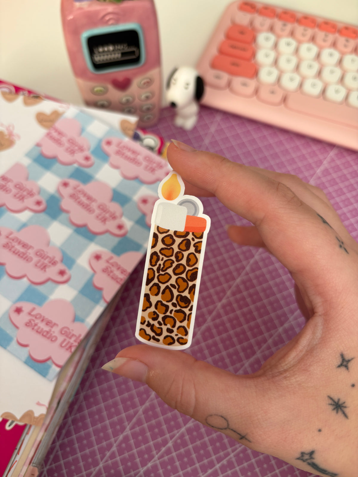 leopard lighter vinyl sticker